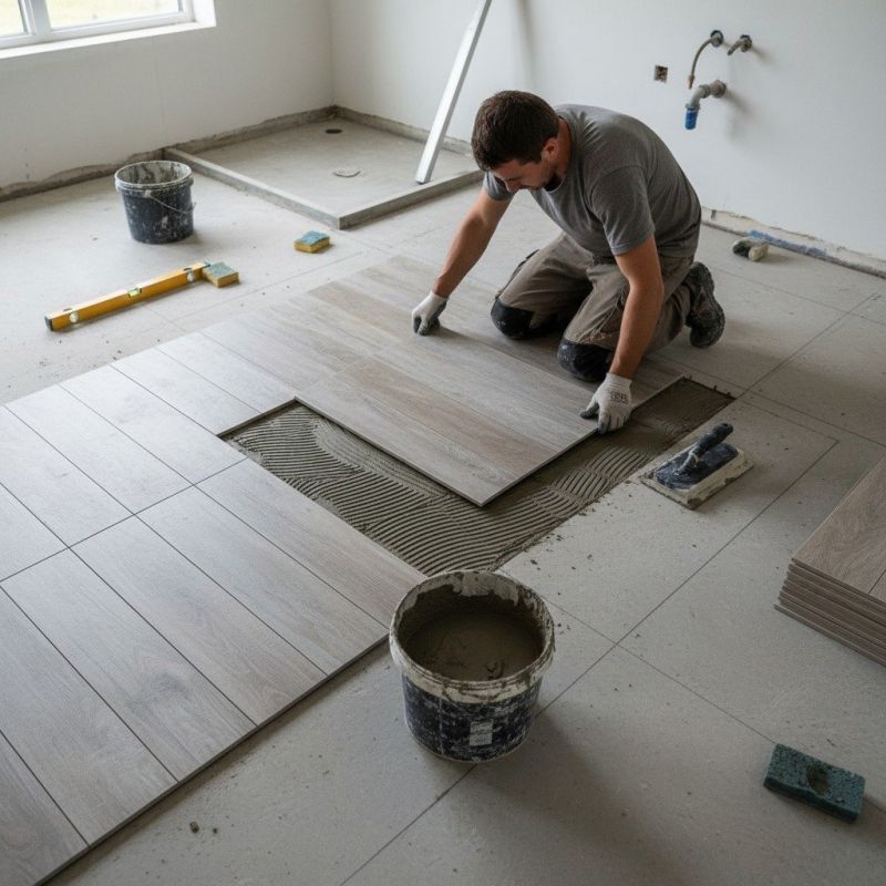 Slate Tile Floor Installation